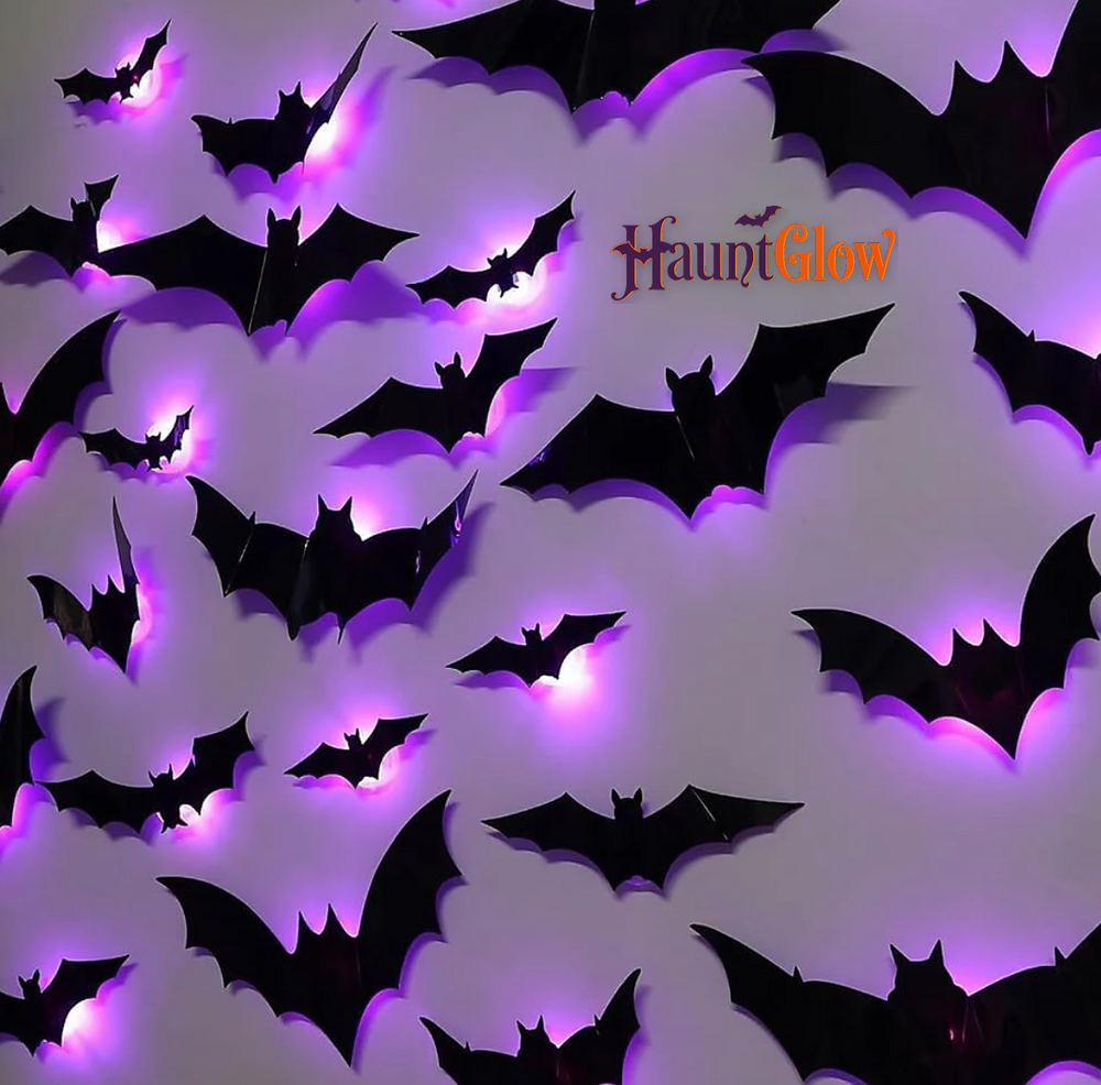 3D LED Bat Wall Decorations — HauntGlow™ Halloween Decor (12PCS)