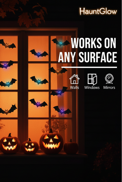 3D LED Bat Wall Decorations — HauntGlow™ Halloween Decor (12PCS)