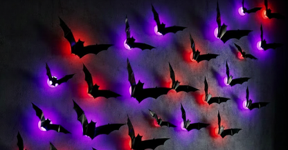 3D LED Bat Wall Decorations — HauntGlow™ Halloween Decor (12PCS)