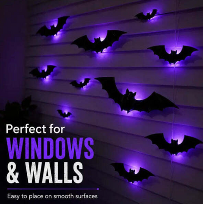 3D LED Bat Wall Decorations — HauntGlow™ Halloween Decor (12PCS)
