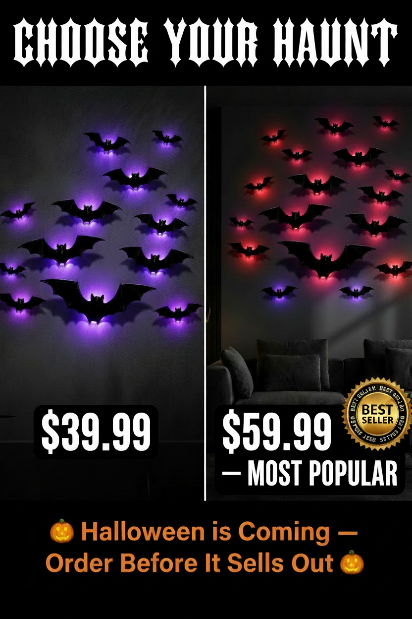 3D LED Bat Wall Decorations — HauntGlow™ Halloween Decor (12PCS)